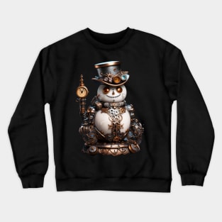 Steampunk Snowman with Copper Eyes and Top Hat Crewneck Sweatshirt